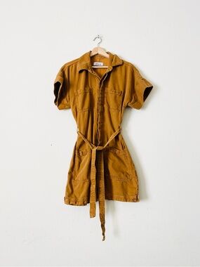Etica SMALL TALL Adeya short sleeve romper in pumpkin spice distressed
